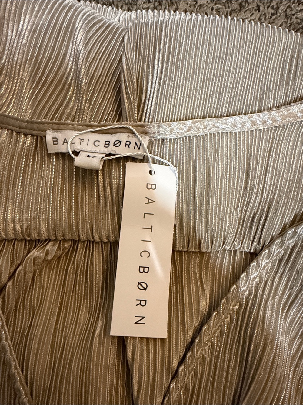 Baltic Born Metallic Taupe Pleated Long-Sleeve Maxi Dress - Picture 4 of 4